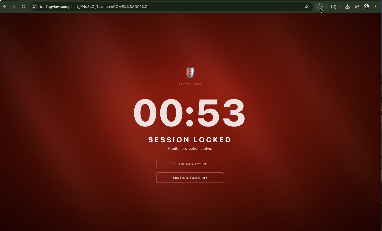 TiltGuard Session Locked Modal UI